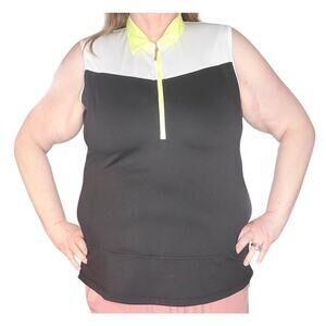 Jofit Sleeveless 1/4 Zip Golf Top Black White Neon Green Performance FITTED XXL